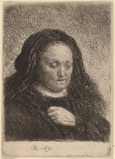 La madre del artista con la mano en el pecho de Rembrandt van Rijn