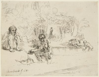 «Las bañistas» (Bartsch 195; Hind 250 II) de Rembrandt van Rijn