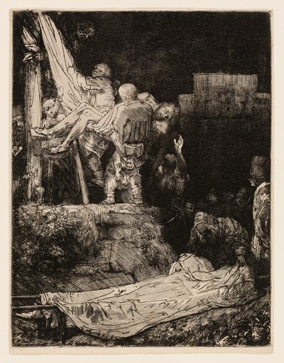 El Descendimiento de la Cruz a la Luz de las Antorchas de Rembrandt van Rijn