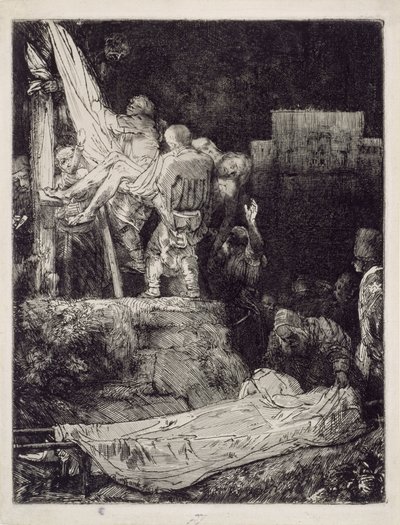 El Descendimiento de la Cruz a la luz de las antorchas de Rembrandt van Rijn