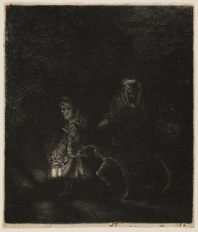 La huida a Egipto (una obra nocturna) de Rembrandt van Rijn