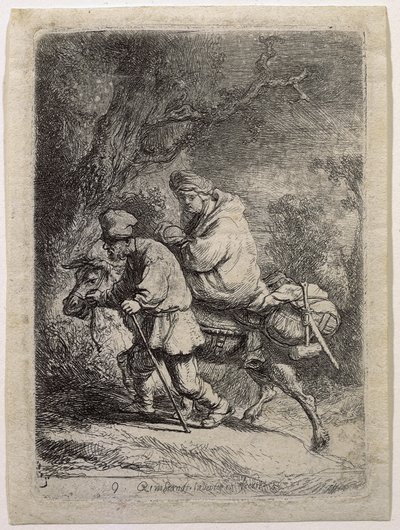 La huida a Egipto de Rembrandt van Rijn