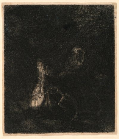 La Huida a Egipto: Una Escena Nocturna de Rembrandt van Rijn