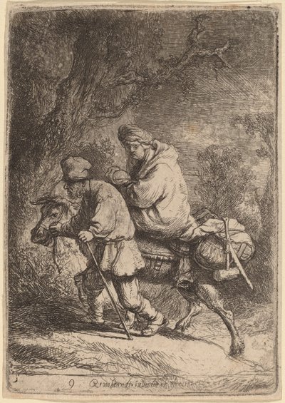 La huida a Egipto: Pequeña de Rembrandt van Rijn