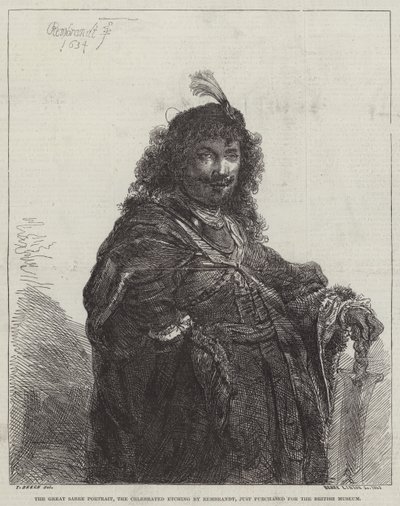 El gran retrato del sable, el famoso grabado de Rembrandt van Rijn