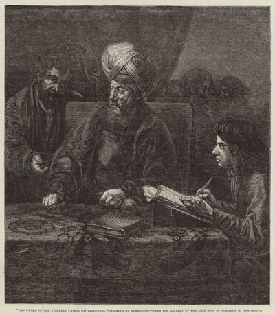 El dueño de la viña pagando a sus trabajadores de Rembrandt van Rijn