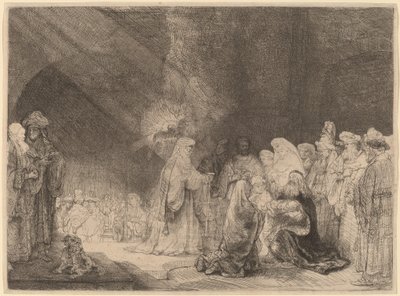 La presentación en el templo: Estampa oblonga de Rembrandt van Rijn