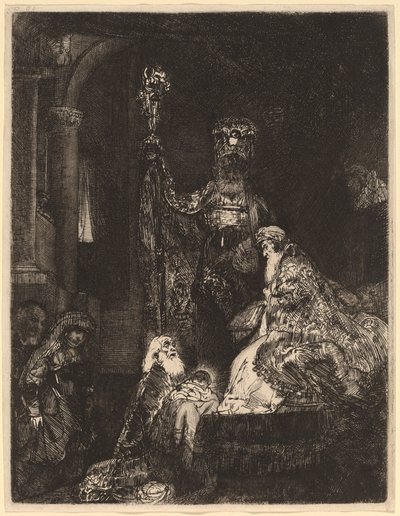 La Presentación en el Templo en la Oscuridad de Rembrandt van Rijn
