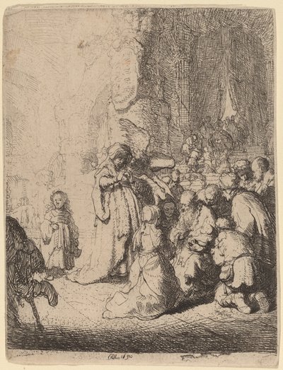 La Presentación en el Templo con el Ángel: Placa Pequeña de Rembrandt van Rijn