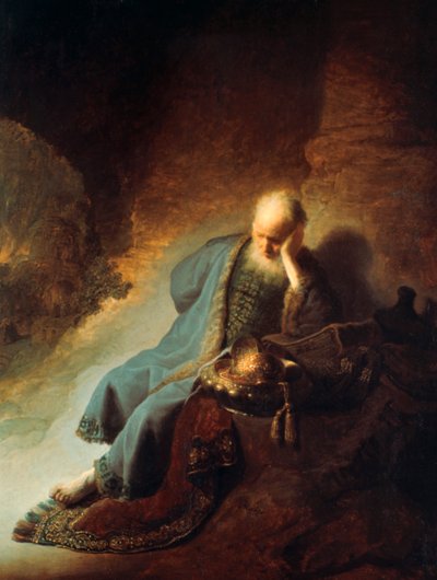 El profeta Jeremías lamentando la destrucción de Jerusalén, 1630 de Rembrandt van Rijn
