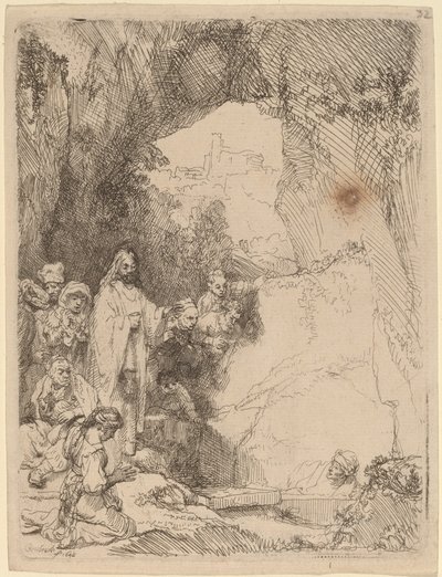 La resurrección de Lázaro: Placa pequeña de Rembrandt van Rijn