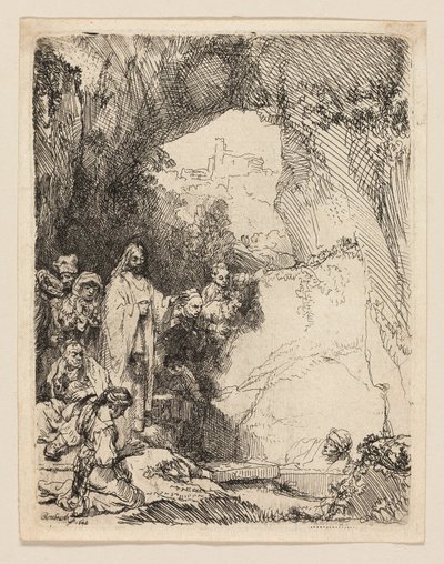 La resurrección de Lázaro: Pequeña lámina de Rembrandt van Rijn