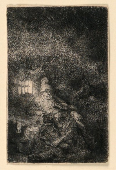 El descanso en la huida a Egipto: Una pieza nocturna de Rembrandt van Rijn
