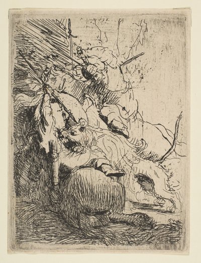 La Pequeña Caza del León con Un León, ca. 1629 de Rembrandt van Rijn