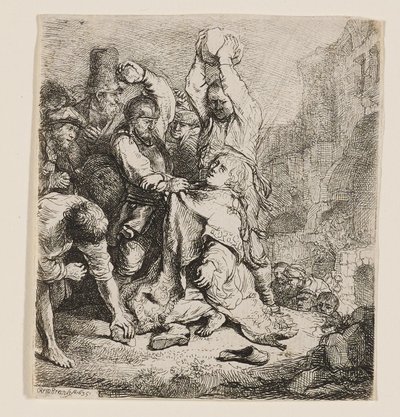 El apedreamiento de San Esteban de Rembrandt van Rijn