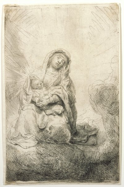 La Virgen con el Niño entre las nubes de Rembrandt van Rijn