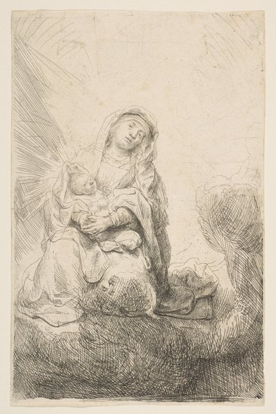 La Virgen y el Niño en las nubes, 1641 de Rembrandt van Rijn