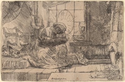 La Virgen y el Niño con el gato y la serpiente de Rembrandt van Rijn