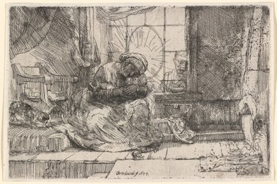 La Virgen y el Niño con el gato y la serpiente de Rembrandt van Rijn