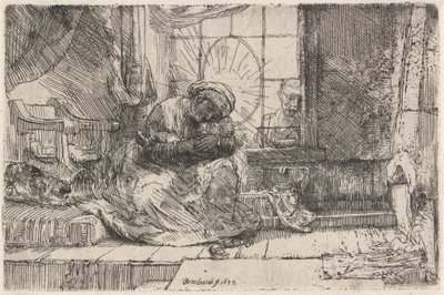 La Virgen y el Niño con el Gato y la Serpiente, 1654 de Rembrandt van Rijn