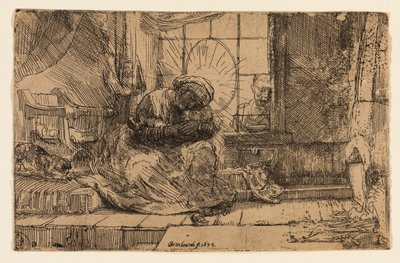 La Virgen y el Niño con el gato y la serpiente de Rembrandt van Rijn