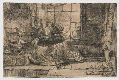 La Virgen y el Niño con el gato y la serpiente de Rembrandt van Rijn