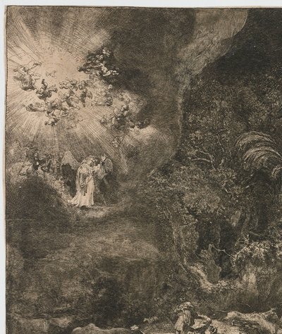 El ángel que se aparece a los pastores de Rembrandt van Rijn