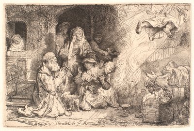 El ángel partiendo de la familia de Tobías de Rembrandt van Rijn