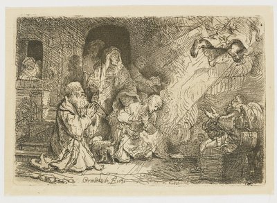 El ángel que se aleja de la familia de Tobías de Rembrandt van Rijn