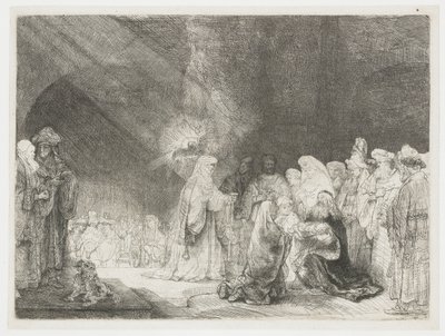 La presentación en el templo: impresión oblonga de Rembrandt van Rijn