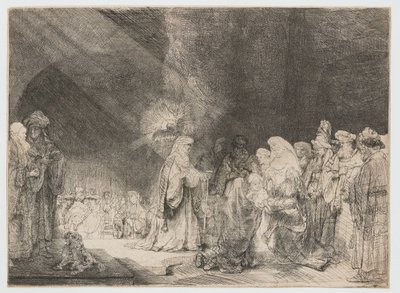La presentación en el templo: impresión oblonga de Rembrandt van Rijn