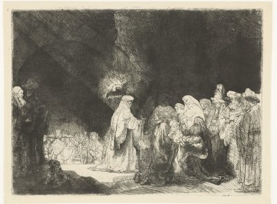 La presentación en el templo: impresión oblonga de Rembrandt van Rijn