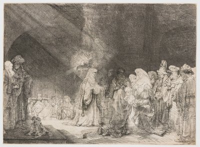 La presentación en el templo: impresión oblonga de Rembrandt van Rijn