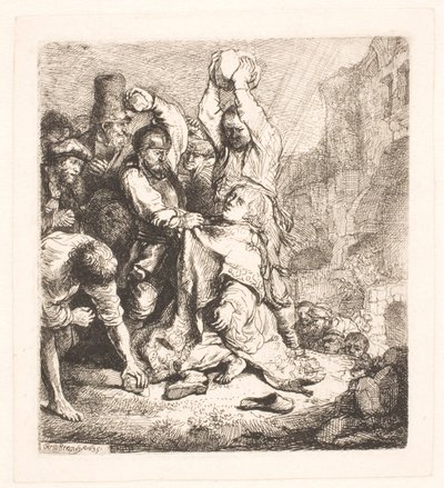 El apedreamiento de San Esteban de Rembrandt van Rijn