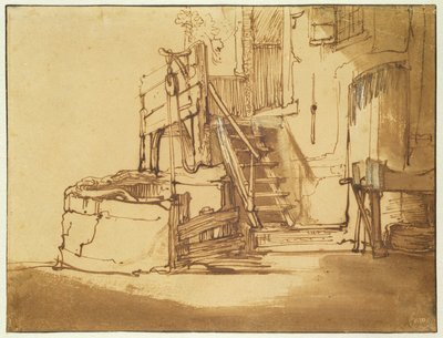 El pozo frente a la granja de Rembrandt van Rijn
