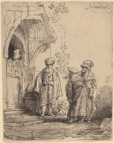 Tres Figuras Orientales (¿Jacob y Labán?) de Rembrandt van Rijn