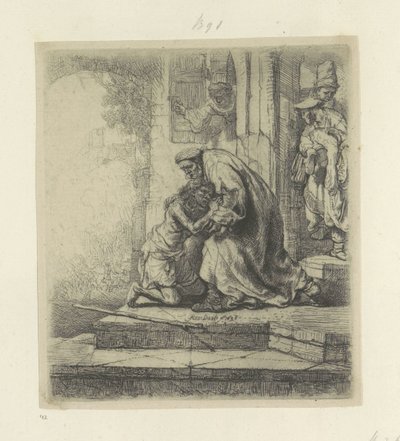 Regreso a casa del hijo pródigo Recueil de quatre-vingt-cinq estampes originales (título de la serie) de Rembrandt van Rijn
