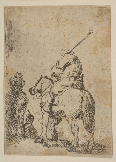 Soldado con turbante a caballo, ca. 1629 de Rembrandt van Rijn