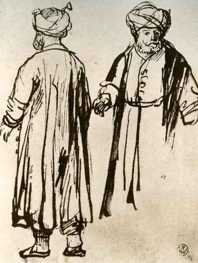 Dos turcos caminando de Rembrandt van Rijn