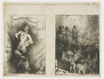 Dos ilustraciones de la "Piedra Gloriosa" de Menasseh Ben Israel
La imagen vista por Nabucodonosor
La visión de Daniel de las cuatro bestias de Rembrandt van Rijn