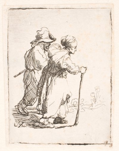 Dos Vagabundos, un Hombre y una Mujer de Rembrandt van Rijn