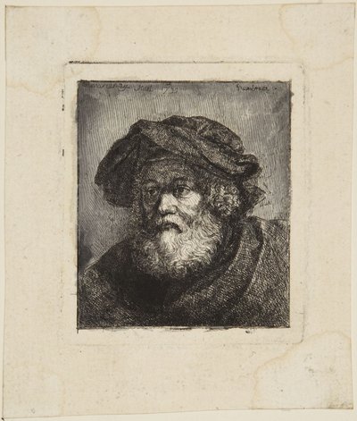 Anciano con gorro de Rembrandt van Rijn