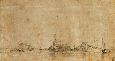 Vista en el Amstel en el Omval, a la izquierda el Ringvaart del Diermermeer de Rembrandt van Rijn