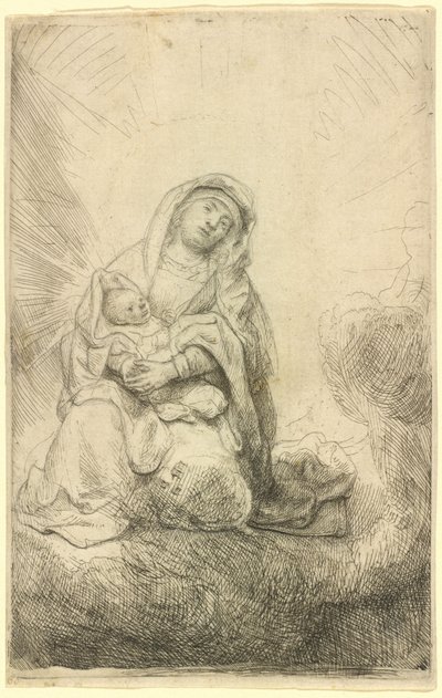 La Virgen con el Niño entre las nubes de Rembrandt van Rijn