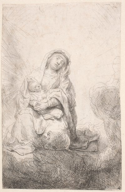La Virgen y el Niño entre las nubes de Rembrandt van Rijn