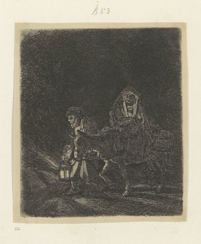 Huida a Egipto: Pieza nocturna Recueil de quatre-vingt-cinq estampes originales (título de la serie) de Rembrandt van Rijn