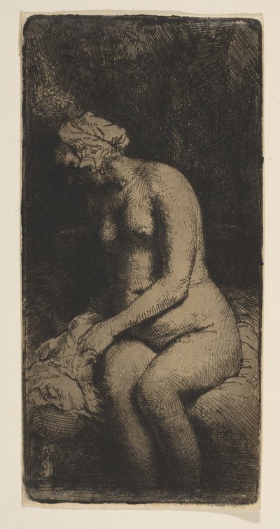 Mujer bañando sus pies en un arroyo, 1658 de Rembrandt van Rijn