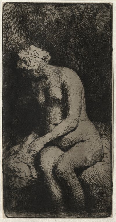 Mujer Bañando sus Pies en un Arroyo, 1658 de Rembrandt van Rijn