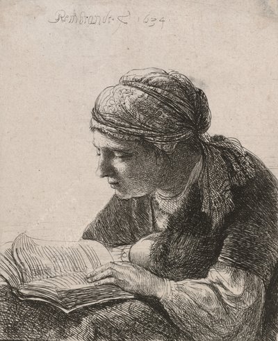 Mujer leyendo, 1634 de Rembrandt van Rijn