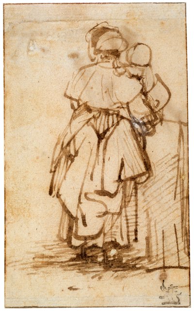 Mujer con un niño en su regazo, 1640s de Rembrandt van Rijn